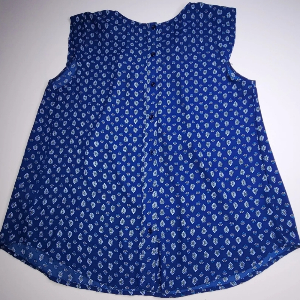 Twine & String Blue Print Top Large - image 2